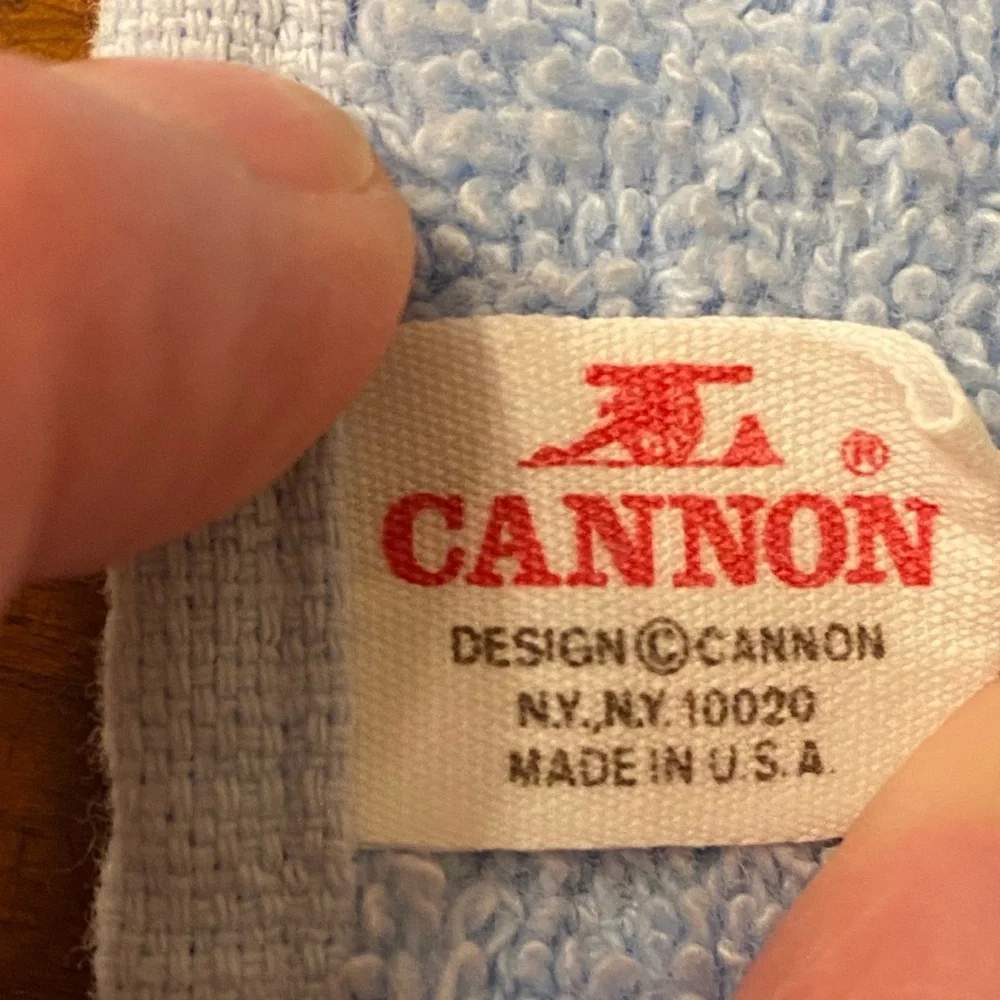 VTG Cannon USA Guest Towels Set of 2 Pale Blue White Embroidered Flower Rose